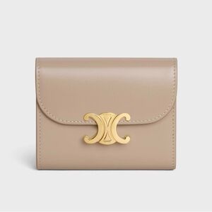 Celine Beige Leather Wallet with Gold Accent (Dust Bag Included)